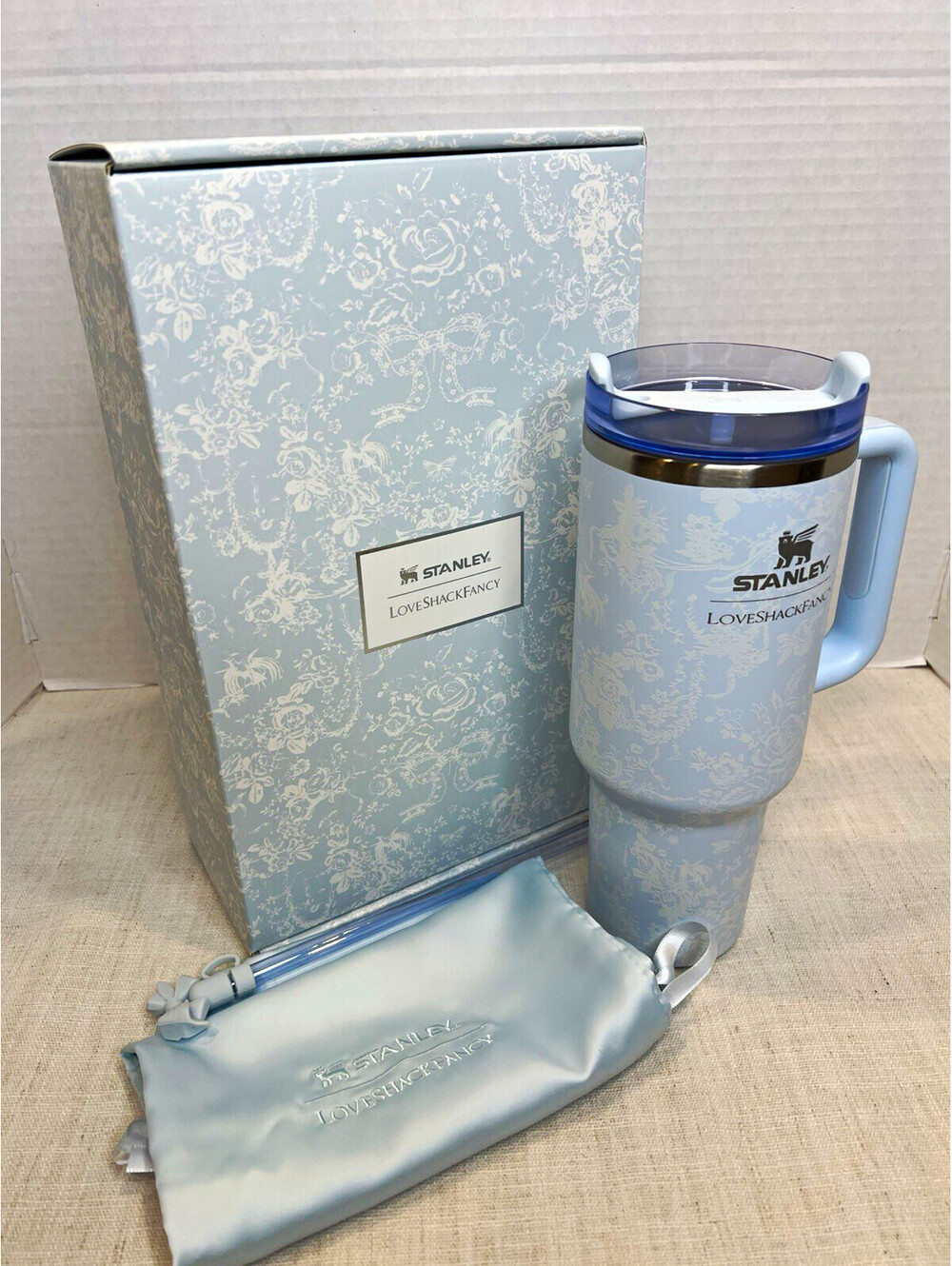 Stanley x LoveShackFancy 40oz Tumbler w/ Handle Toscana Toile Alpine Blue